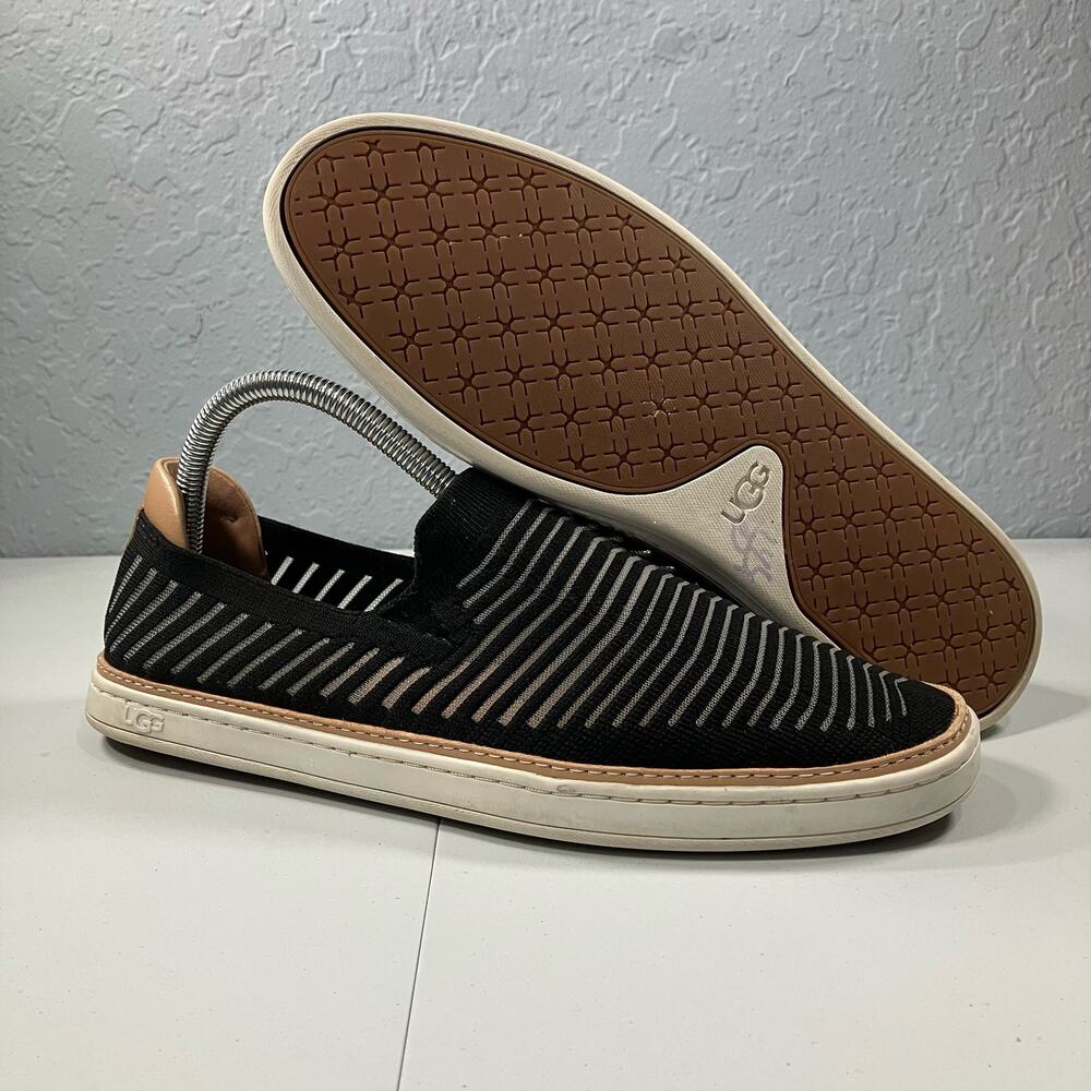 UGG Women's Sammy Slip On Shoes Black Knit Fabric Flat Sneakers Size 9.5